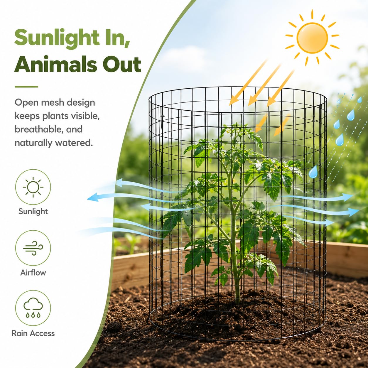 30Pcs Plant Protector from Animals, 10 Pack Metal Wire Plant Cages for Garden, 13" H x 16" D Plant Protection Cage with Ground Stakes for Tomatoes, Vegetables, Flowers Rabbit & Squirrel Barrier