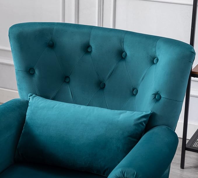 Mid Century Modern Accent Chair Upholstered Armchair Comfy Velvet Fabric Single