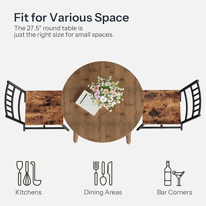 HOOBRO Bamboo Dining Table, Round Dining Table