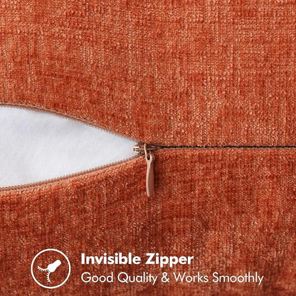 MIULEE Pack of 2 Fall Couch Throw Pillow Covers 20x20 Inch Rust Farmhouse Decorative Pillow Covers with Stitched Edge Soft Chenille Solid Dyed Pillow Covers for Sofa Bed Living Room