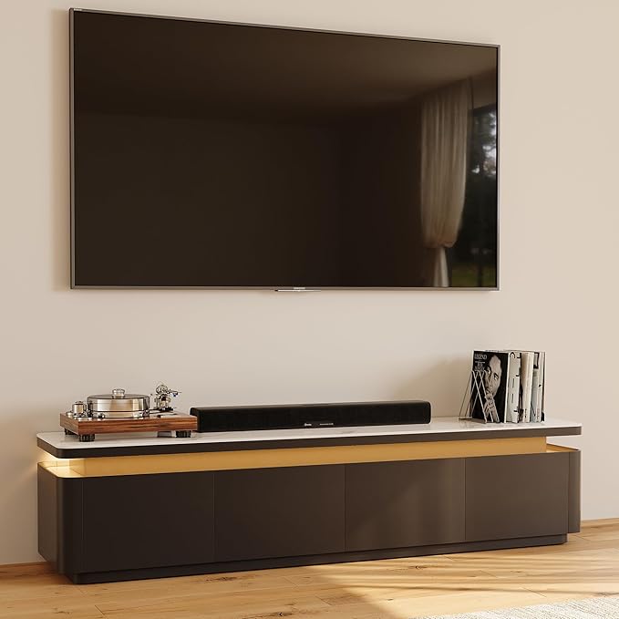 POVISON Fully Assembled 71" Mid-Century Modern TV Stand