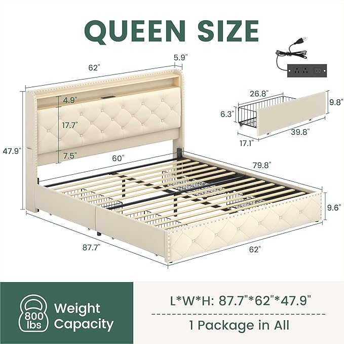 LARMACE Queen Size Bed Frame