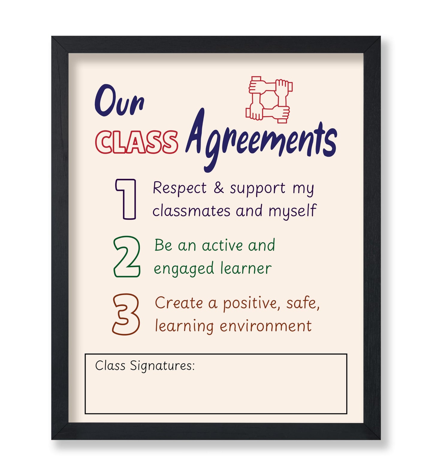 Poster Master Our Class Agreements Poster - Learning Environment Print - Preppy Art - Educational Art - Gift for Teacher & Students - Great Wall Decor for School or Classroom - 8x10 UNFRAMED Wall Art