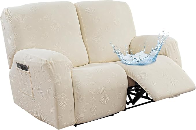 Gennia Recliner Loveseat Cover 4 Pieces, Waterproof Stretch Recliner Sofa