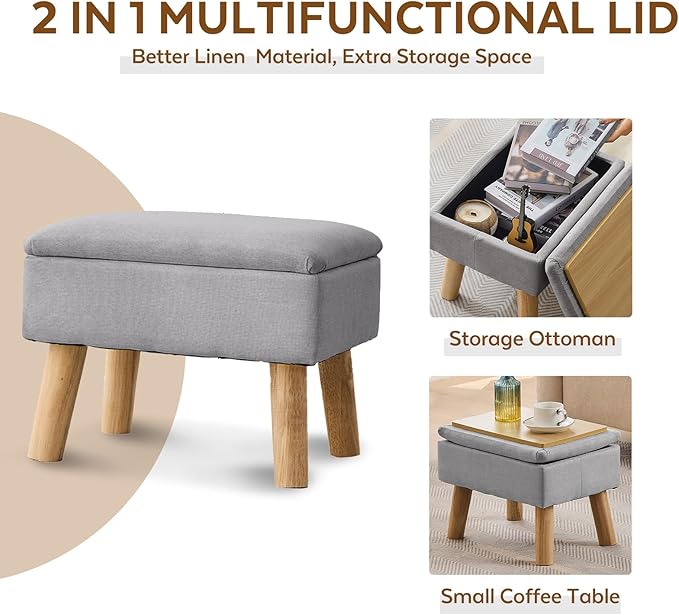 Storage Ottoman, Small Foot Stool Ottoman