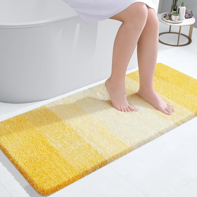 OLANLY Bathroom Runner Rugs Mat 44x24, Extra Soft Absorbent Microfiber Bath Rugs, Rubber Backing, Quick Dry, Washable Long Bath Mats for Bathroom Floor, Tub and Shower, Home Decor Accessories, Yellow