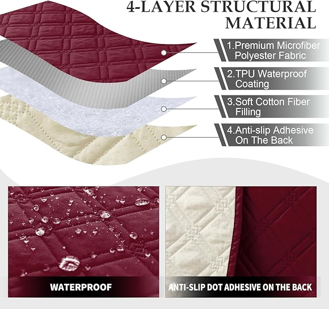 Genina L Shape Couch Cover, Sectional Couch Chaise Covers, Waterproof Washable