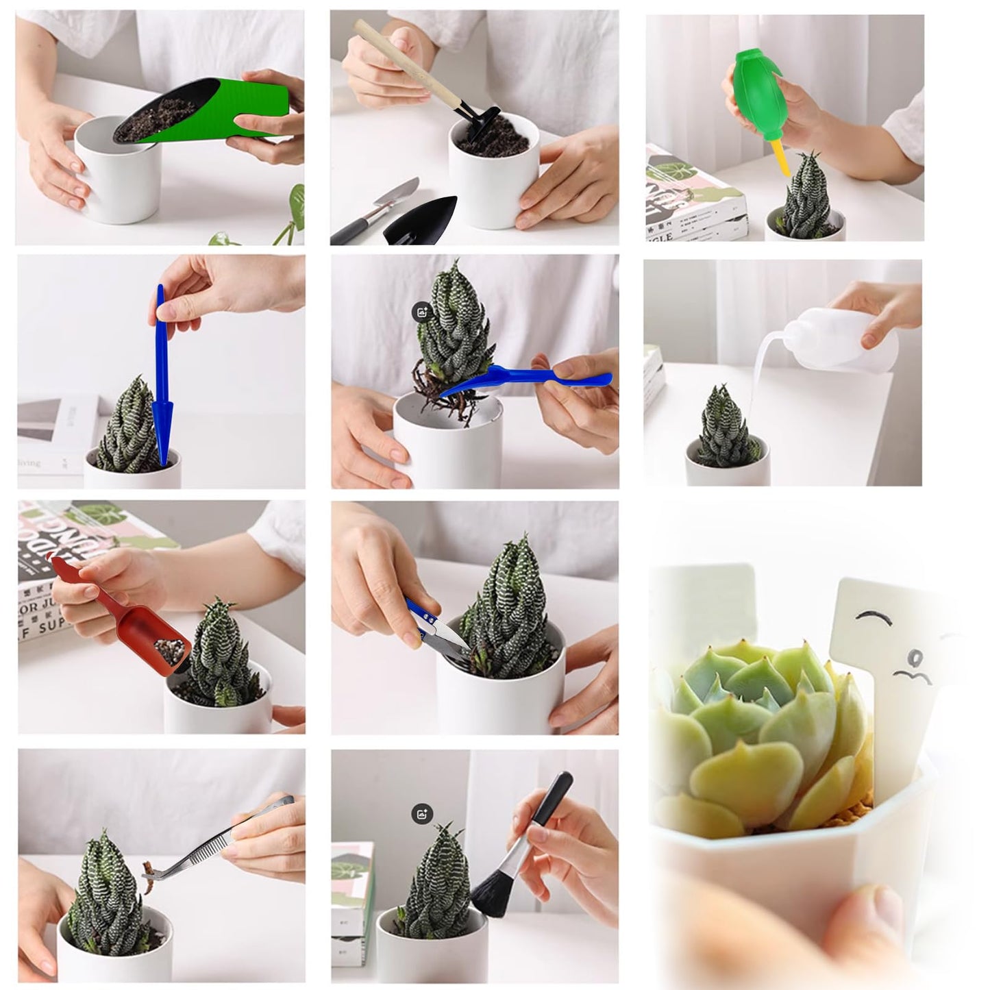 GXXMEI 20PCS/Set Succulent Tools Set, Mini Garden Tool Set, Transplanting Tools Set, Succulent Care Kit for Succulent Miniature Gardening Plant
