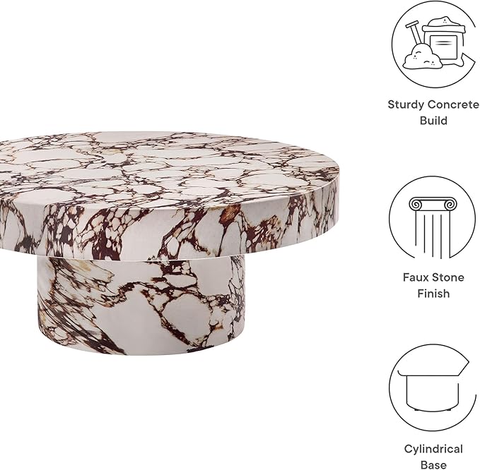 Modway Alora Round Concrete Coffee Table