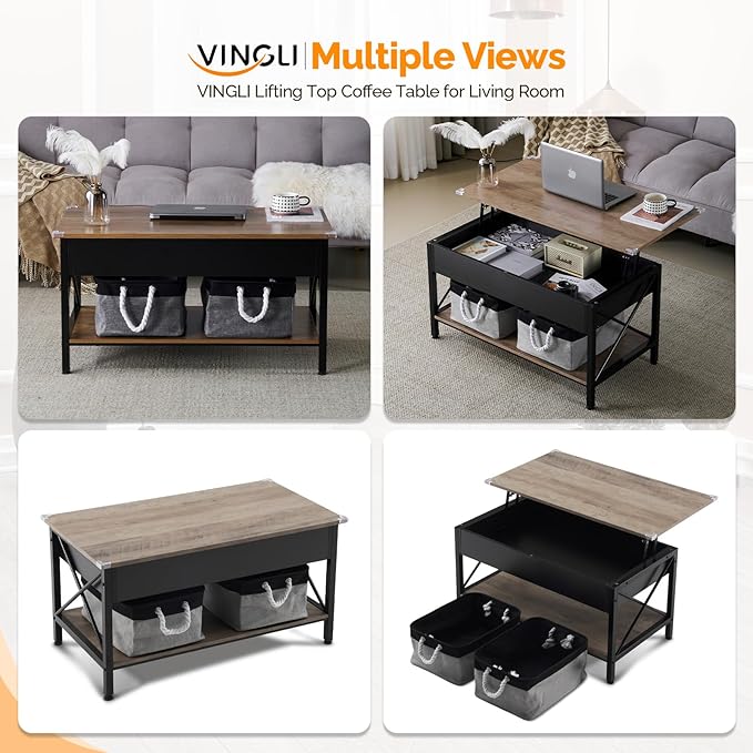 VINGLI 36" Lift Top Coffee Table