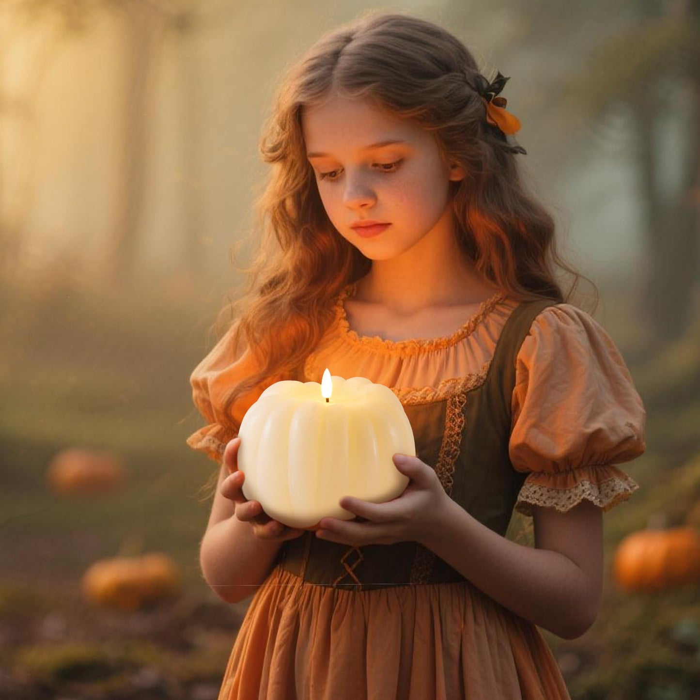 Velsyn Fall Decorations for Home, Flickering Flameless Wax Pumpkin LED Candle with Timer Remote Control, Thanksgiving Gifts, Autumn Farmhouse Rustic Harvest Decor for Tiered Tray Table Indoor (White)