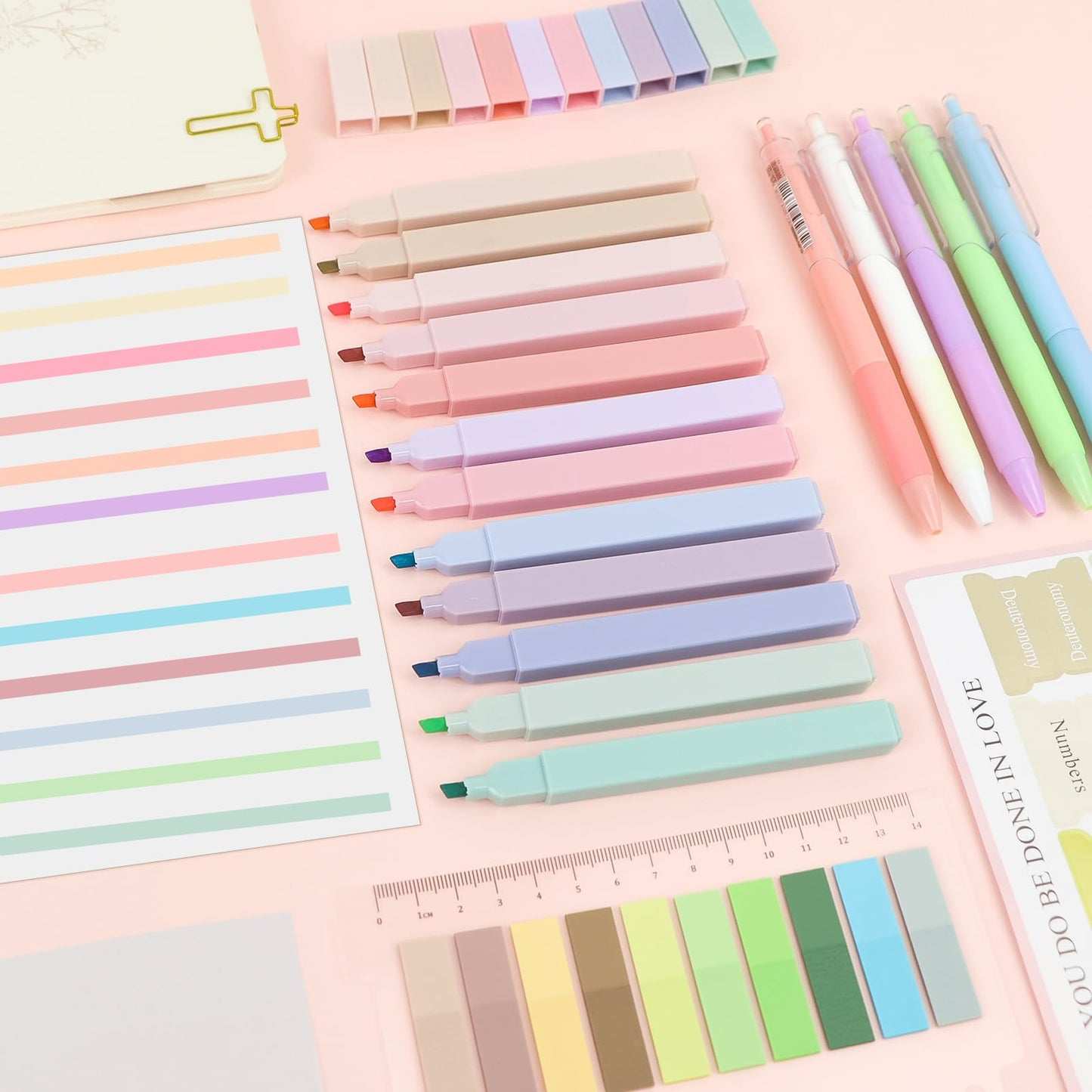 DRANSMIC Bible Study Supplies Journaling Kit with Pen Cas, Tabs, Notebook and No Bleed Highlighter, Aesthetic Book Annotation Kit, Christian Gifts for Women Grils Friends(Spliced Flower)