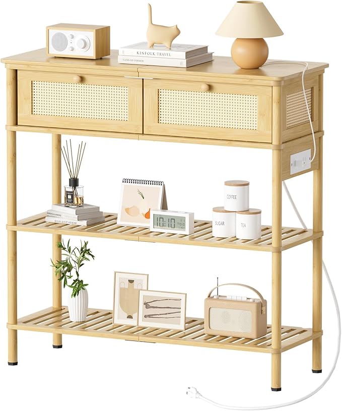 Entryway Table Sofa Console Table, Bamboo Small Entry Way Table