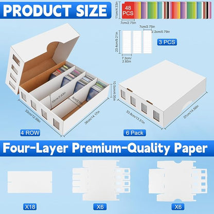 6 Pack Trading Card Storage Box 18800+ Count Cards Storage Box with 48 Card Divider White Sports Card Boxes Bulk Card Cases Cardboard Card Collection Trading Card Boxes for Basketball MTG TCG Cards