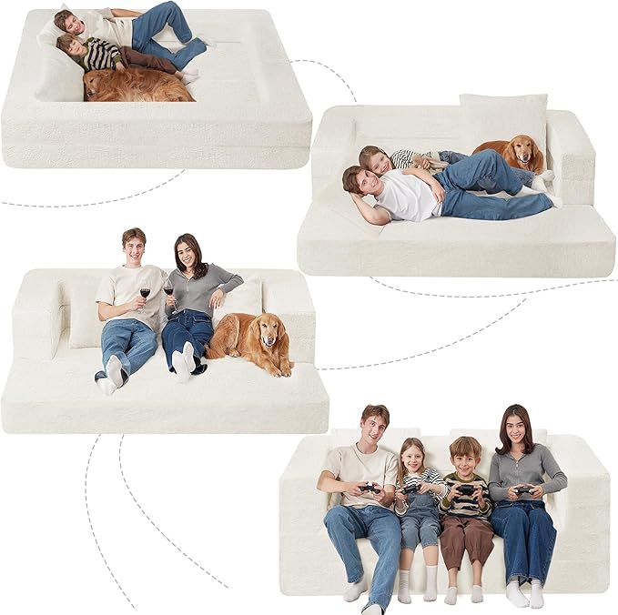 Futon Sofa Bed with Pillow, 3-in-1 Sleeper Sofa Bed with Removable Cover