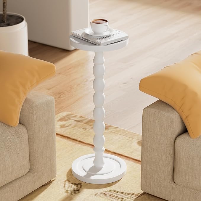 Solid Wood Drink Table, Rubber Wood‌ Small Round Side Table