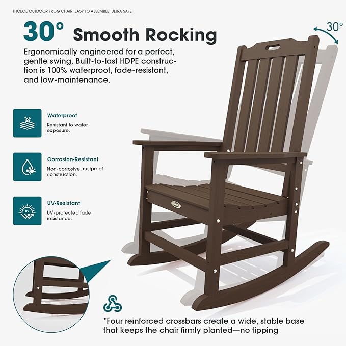 THOEOE Oversized Rocking Chair Set of 2, Outdoor Rocking Chair