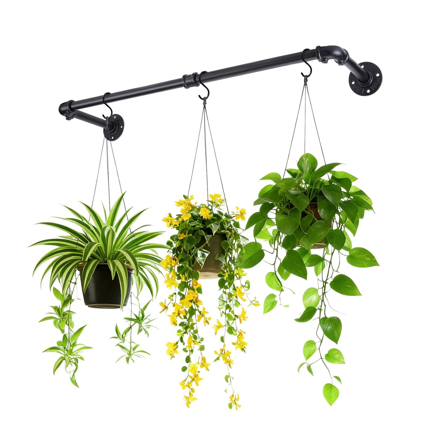Bigmeta 34in Hanging Planters Rod for Indoor Plants - Max. Load 44 lb Black Metal Holder Rod for Wall Ceiling Decor, 1 Pcs (Pot Chain & Plants Not Included)