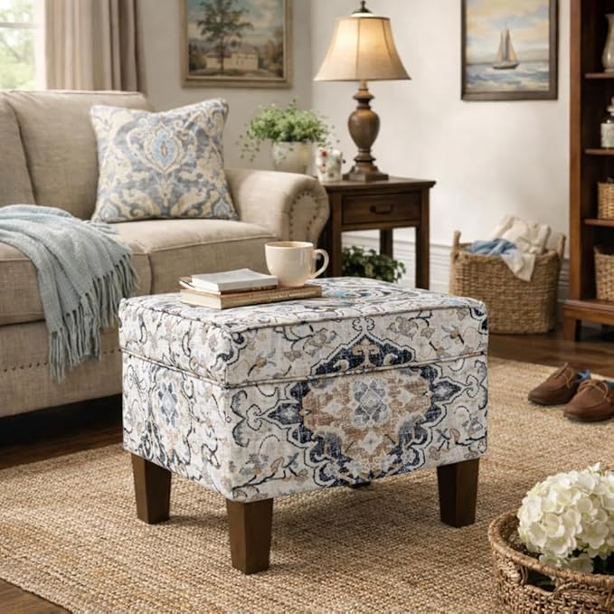 Homepop Home Decor |K7646-A862 | Upholstered Modern Rectangular Storage Ottoman