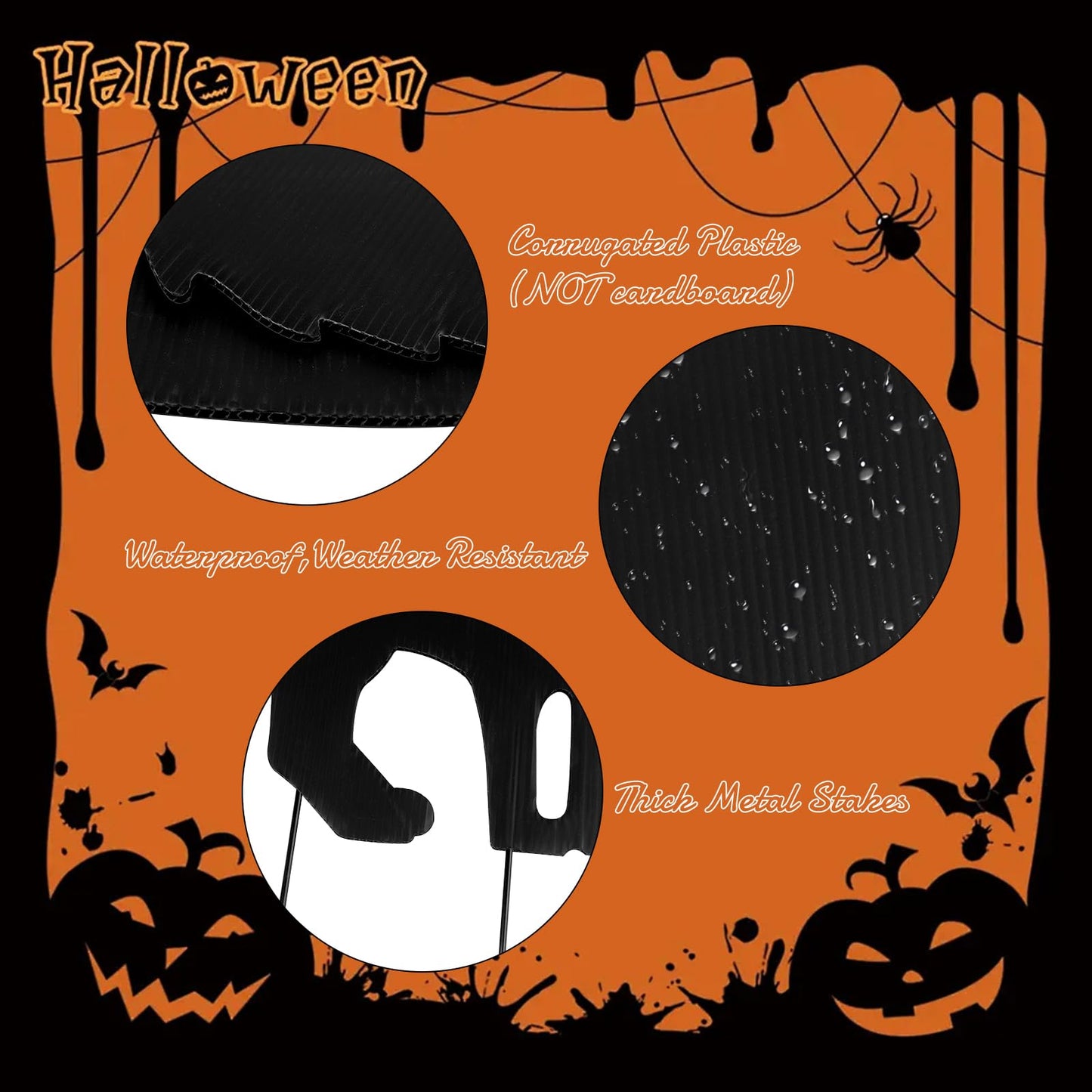 Wlicon 6 PCS Glowing Eyes Black Cat Halloween Yard Signs Halloween Black Cat Decorations Signs with Stakes and Glow-in-The-Dark Eyes Stickers Used for Outdoor Courtyard Lawn Garden Decoration