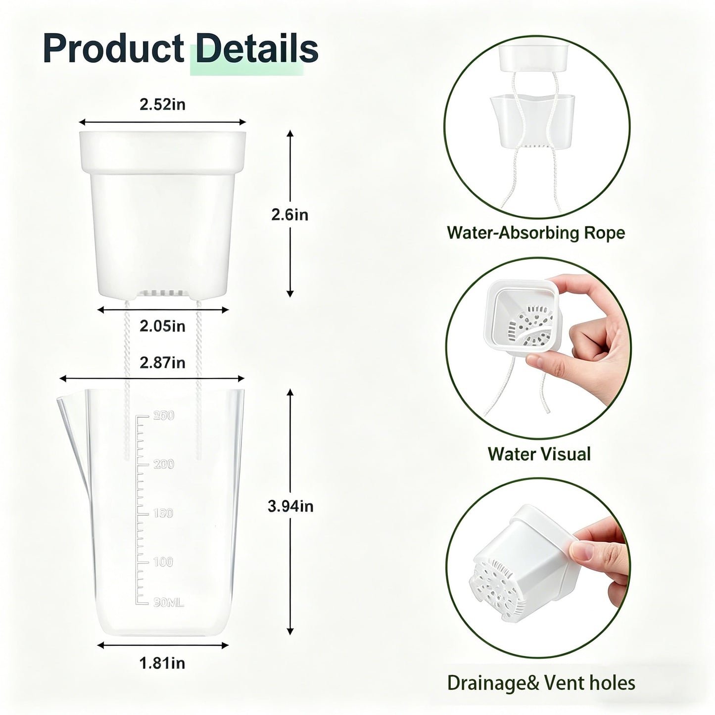 9 Pack 2.5" Mini Self Watering Pots for Indoor Plants, Small Clear Plastic Planter with Drainage and Water Level,for African Violet,Succulents,Propagation,Seed Starter with Labels,Repotting Mat, Tools