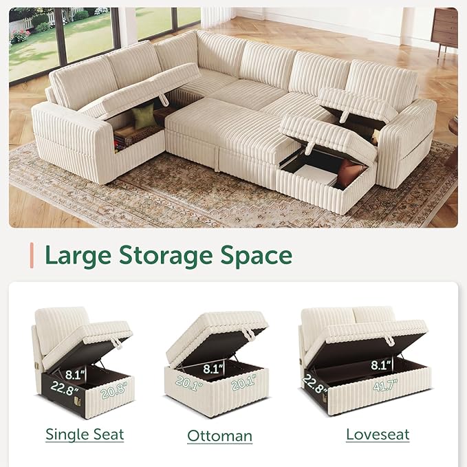 HONBAY Modular Sectional Sleeper Sofa