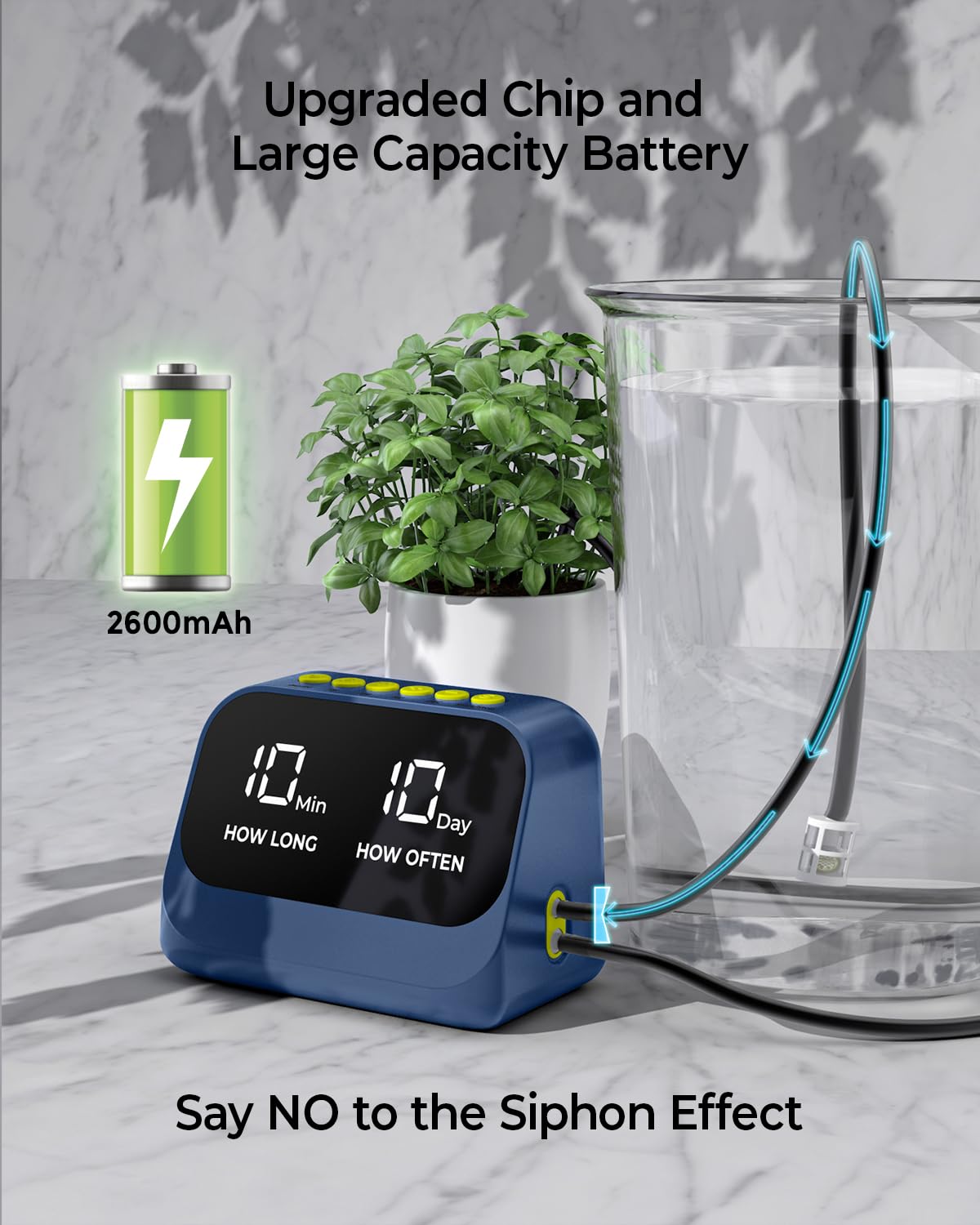 Automatic Watering System for Potted Plants, Plant Waterer, DIY Drip Irrigation Kit with Smart Timer, Waterproof LED Display & Large Capacity Battery, Precise Distribution of Water (Blue)