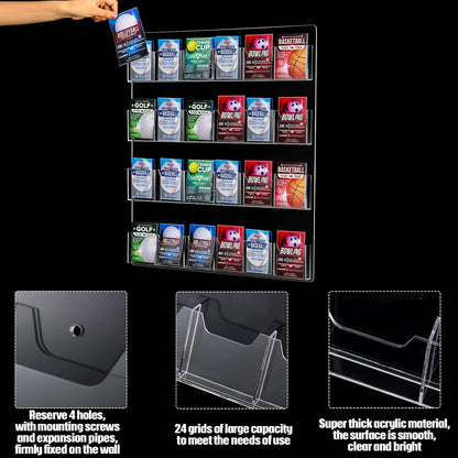 Weysat Acrylic Brochure Pamphlet Holder Brochure Display Stand Business Tri Fold Multi Slot Holder Rack Wall Mount Clear Pocket Space Saver for Flyer Literature Menu Advertise(2 Pieces)