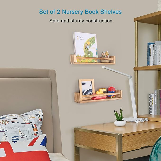 JORIKCHUO Nursery Book Shelves, Kitchen Spice Rack, or Rustic Wall Mounted