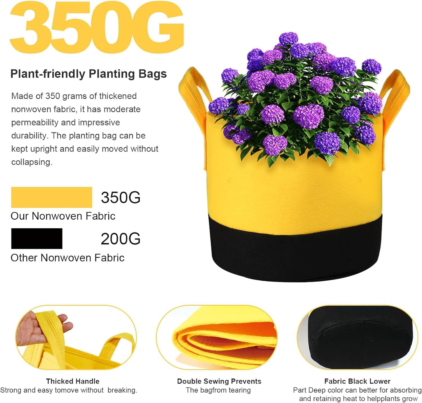 Xmpmrb Grow Bags 5Gal/7Gal/10Gal * 2 ，6 Pack Vegetable/Flower/Plant Grow Bags ，Plant Fabric Pots with Handles for Garden and Outdoor Planting (6 Colour, 5 Gallon)