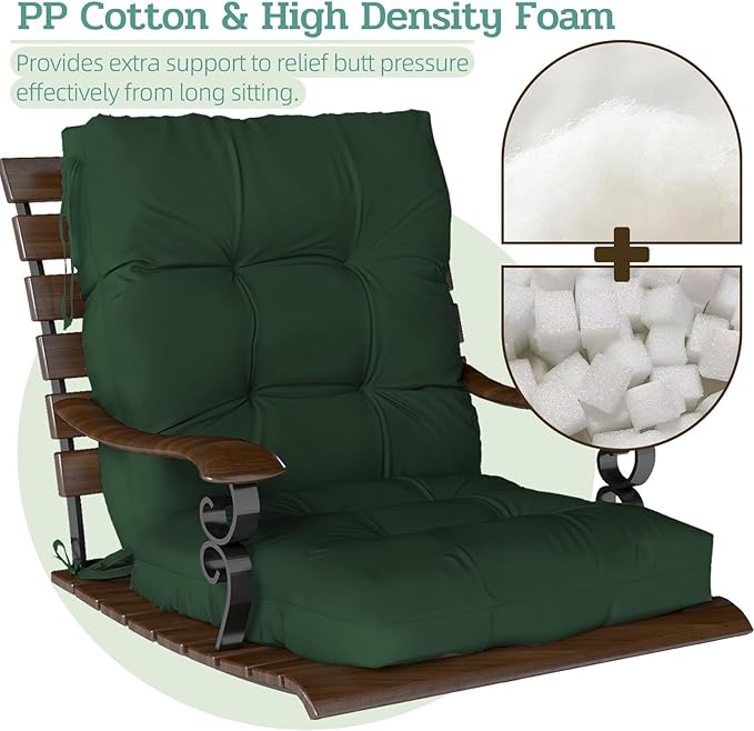 Outdoor Chair Cushions Set of 2, High Back Soft Seat Pad
