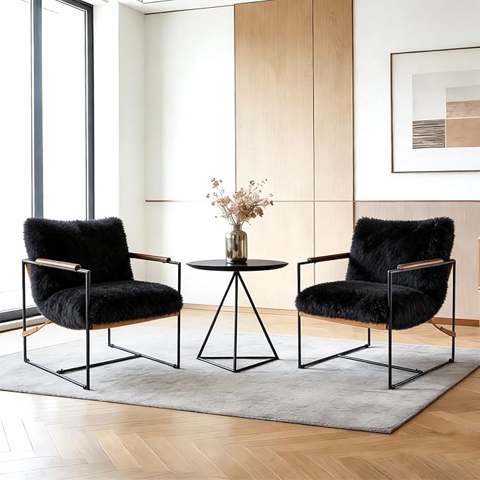 VINGLI 28" Wide Plush Upholstery Sling Modern Accent Chairs Set of 2, Cute