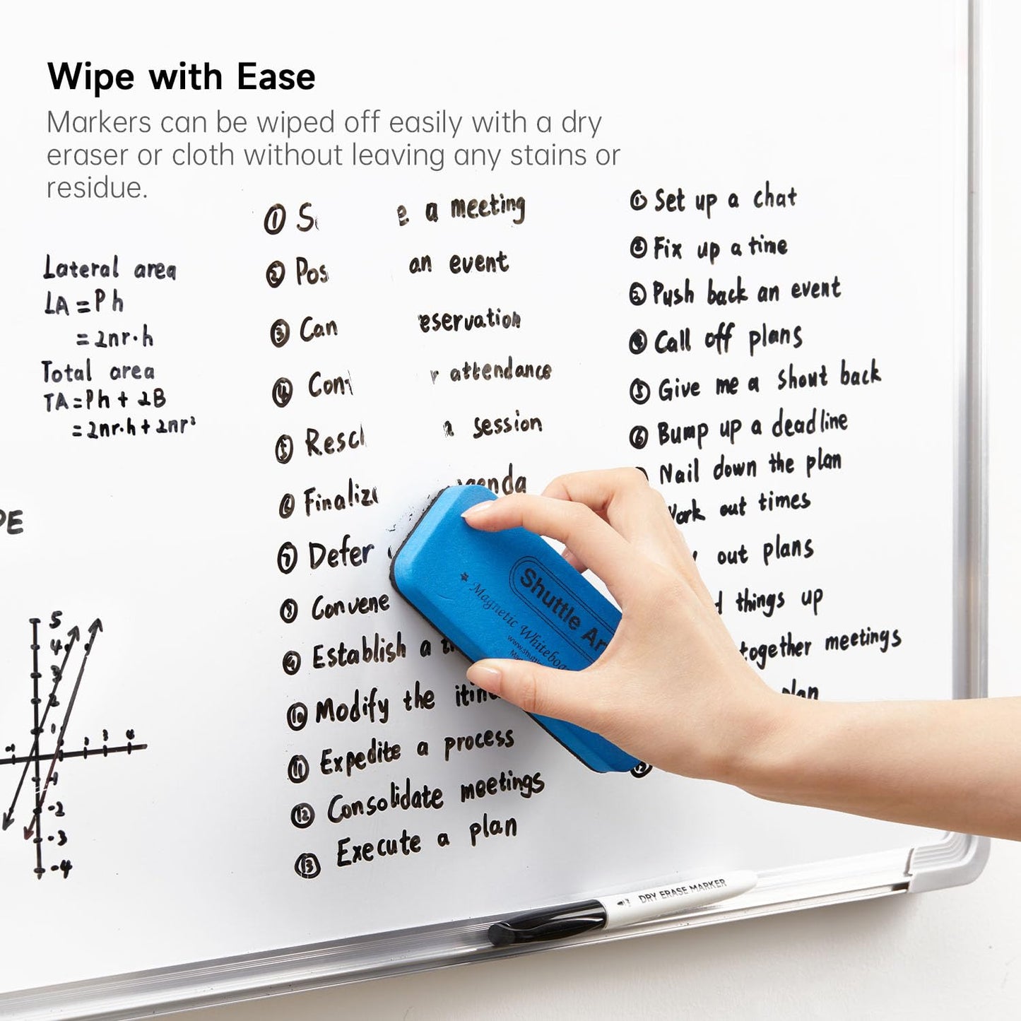 Dry Erase Markers, Lineon 60 Bluk Pack Black Whiteboard Markers with 2 Eraser, Fine Point Dry Erase Markers Perfect For Writing on Whiteboards, Dry-Erase Boards,Mirrors for School Office Home
