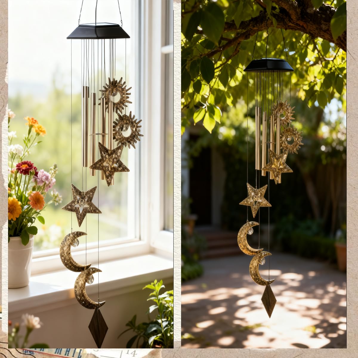 Leemeexaa Solar Wind Chimes for Outside, Waterproof Halloween Wind Chimes with Auto Lights, Outdoor Decor for Garden, Porch,Patio Perfect for Home & Holiday Enthusiasts