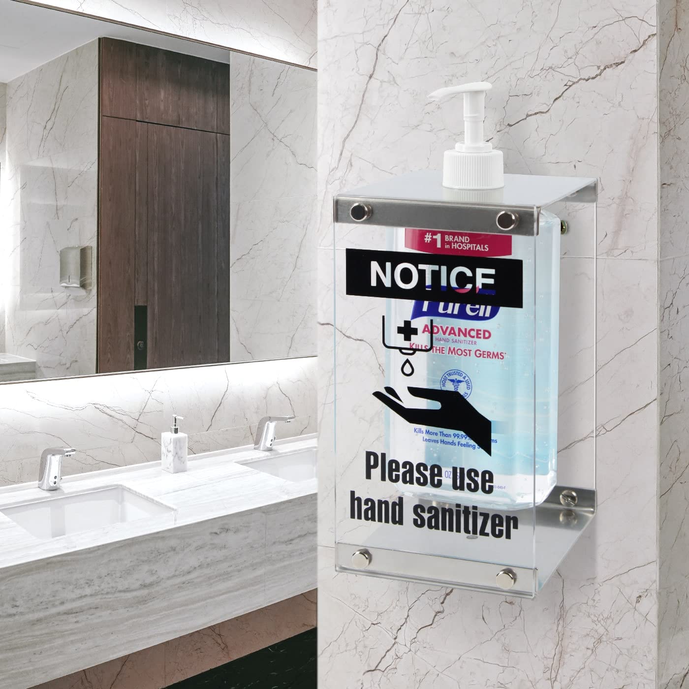 J JACKCUBE DESIGN Acrylic Box Hand Sanitizer Bottle Holder Dispenser, Pump Bottle Holder Free Standing for Restaurant, Bar, Counter, Kitchen, Shelves-MK909A
