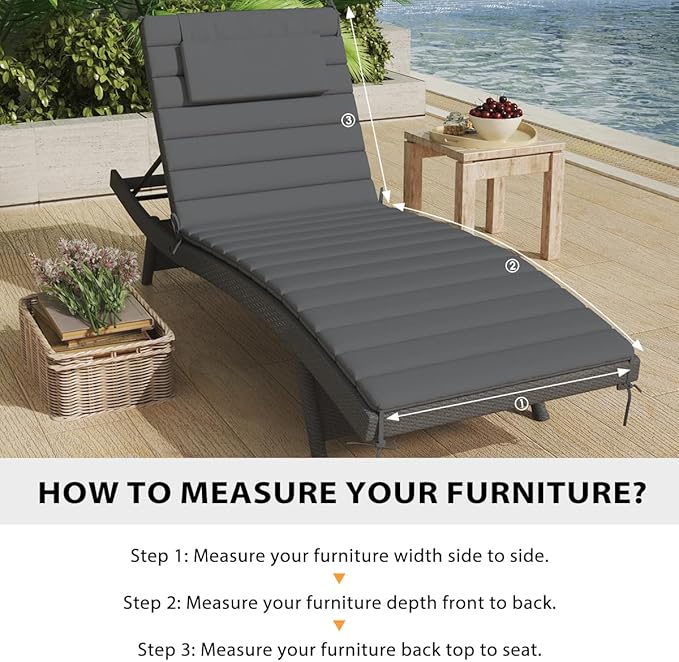 Sundale Outdoor Olefin Quilted Lounge Cushion Set of 4, Patio Foldable Chaise