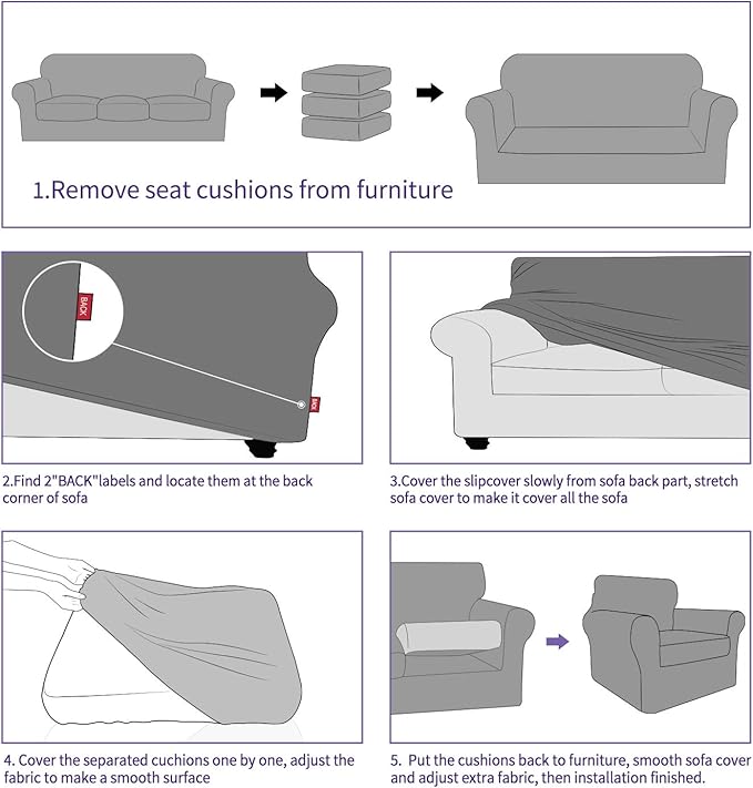 ZNSAYOTX 2 Piece Chair Covers for Living Room