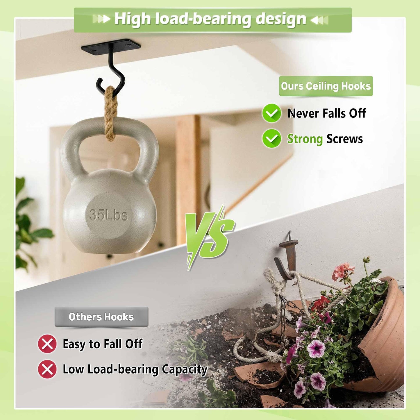 Lifyzoon Ceiling Hooks for Hanging Plants: 4 Pack 2.5 Inch Iron Plant Bracket for Wall Mount, Black Metal Plant Hangers Wall Hooks for Light, Lanterns, Wind Chimes, Outdoor Indoor