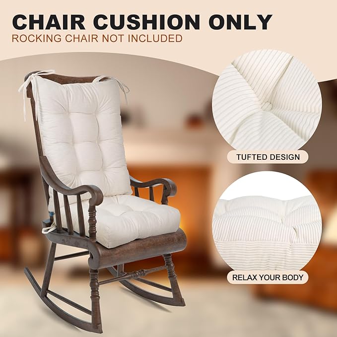 Lokex Rocking Chair Cushion Only, Tufted Non-Slip Comfortable Rocking Chair