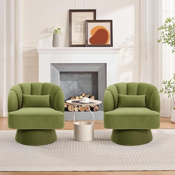 Garvee Ultra-Plush Swivel Accent Chair, 360° Barrel Lounge Chair