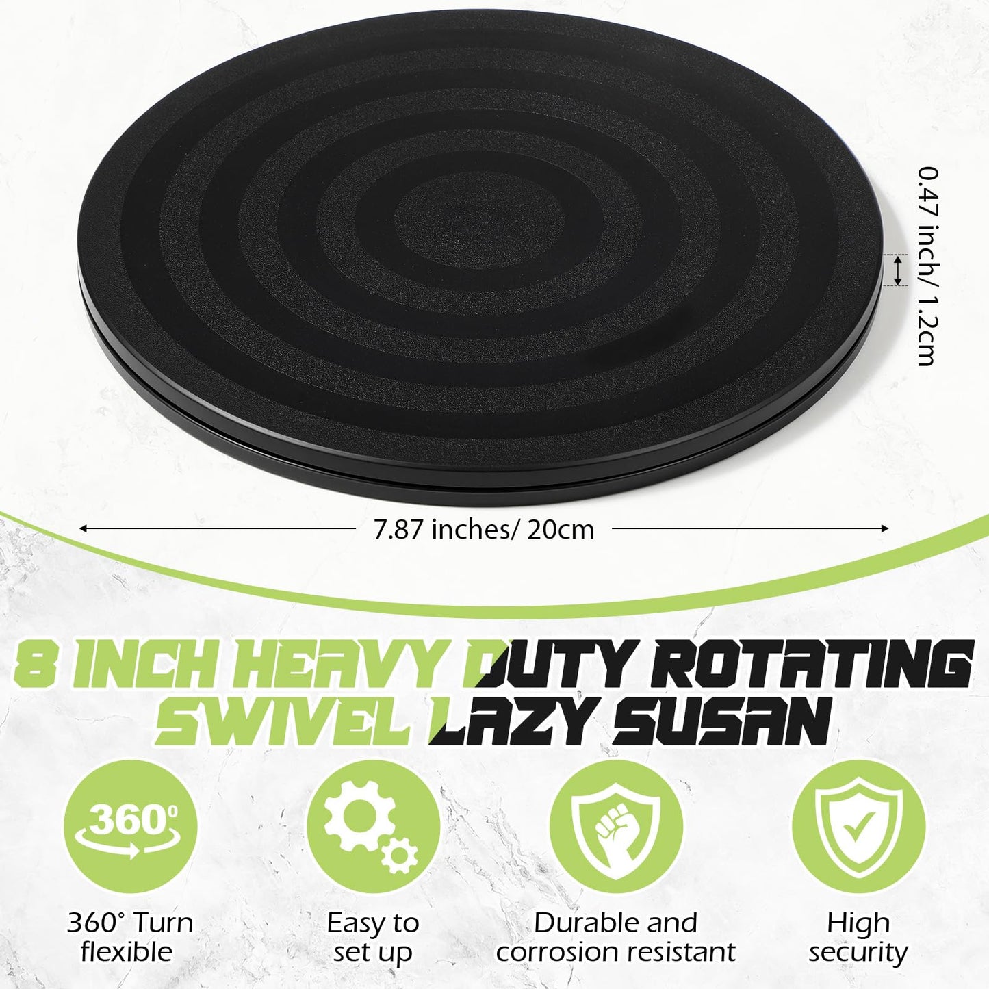 Reallnaive 6 Packs 8 Inch Lazy Susan Turntable Small Heavy Duty Rotating Swivel Stand Lazy Susan with Steel Ball Bearings Stand for Model Base 360˚ Rotation Monitor TV Rotating Plants Turntable
