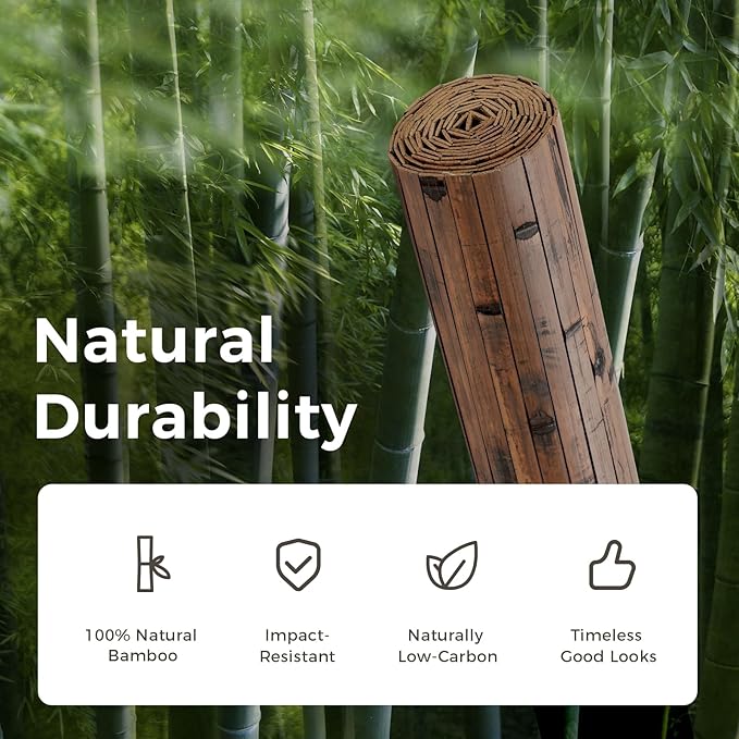 OUZUGIE 2 Pack 96x48 Inch Natural Bamboo Wall Panel – Coffee Pole Wrap Paneling