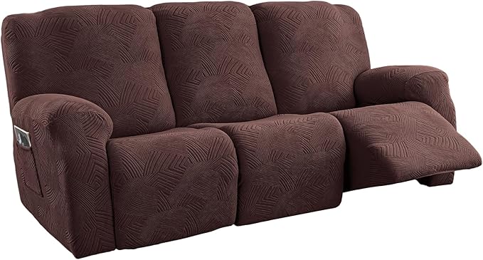 5-Piece Recliner Sofa Covers, Stretch Geometric Strokes Jacquard Recliner Sofa