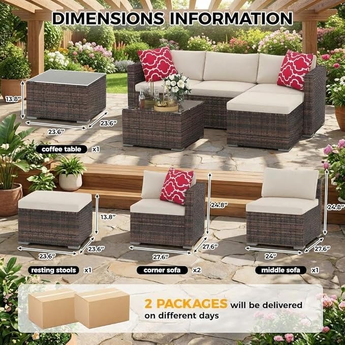 5-Piece Outdoor Sectional Sofa Set, Outdoor Patio Set Sectional Sofa,