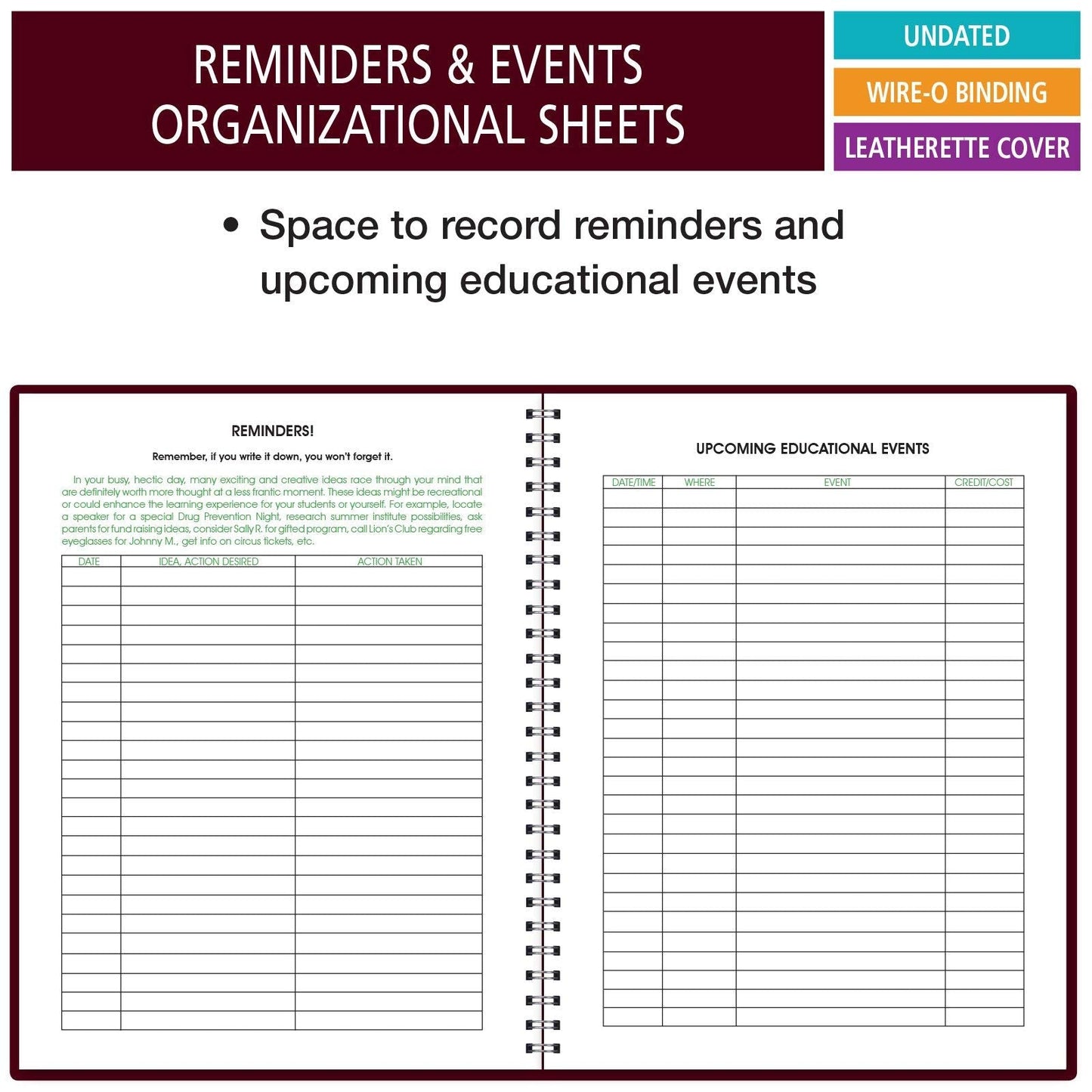 Class Record Book for 9-10 Weeks. 35 Names. Larger Grade Recording Squares. (R1035)