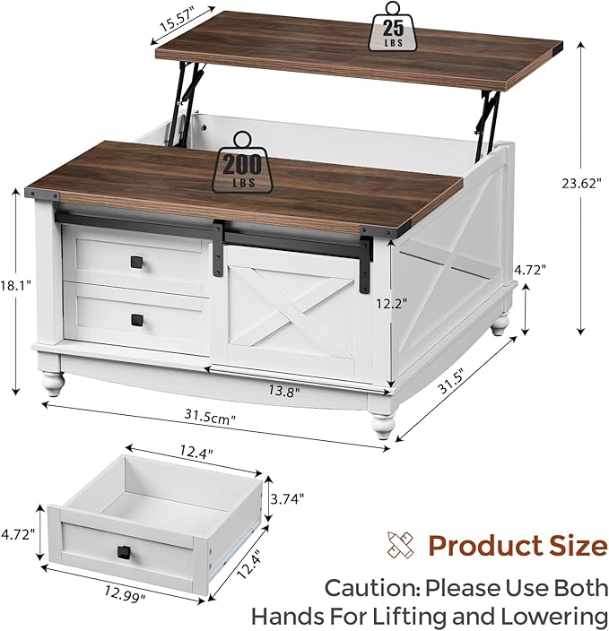 ALLSTAND 31.5" Lift Top Coffee Table