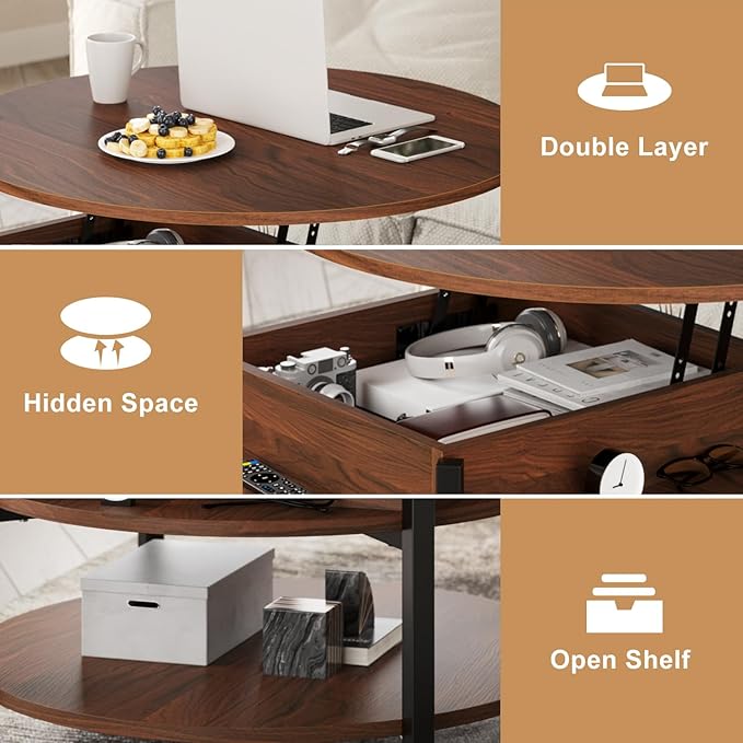 FABATO Round Lift Top Coffee Table