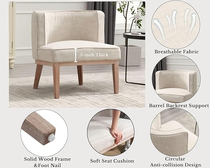 Beige Barrel Chairs Set of 2