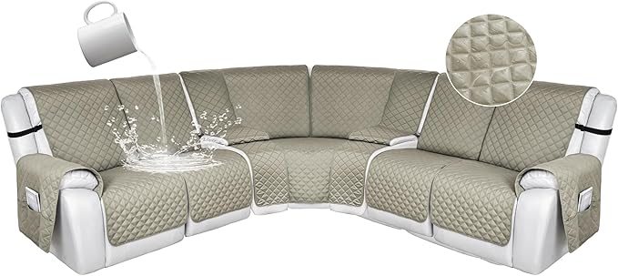 HDCAXKJ 100% Waterproof Reclining Sectional Couch Covers L Shape Recliner Sofa