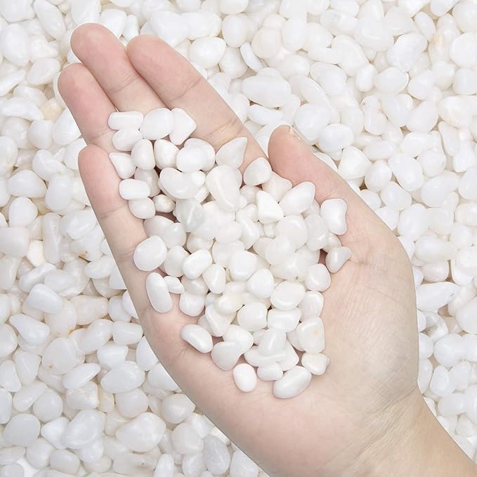 10 lb Natural Polished Decorative White Pebbles - Small Stones 3/8" Gravel Size,River Rocks Pebbles for Plants, Home DIY Decor,Aquarium Gravel,Vase Fillers,Fairy Garden,Landscaping Outdoor Stones